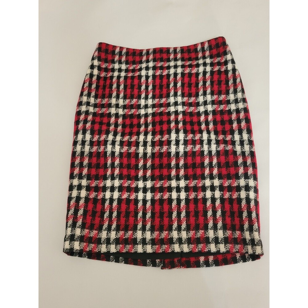 NWT - Talbots  - Multicolor Red - Plaid - Wool Blend -  Skirt - Size 8 $119